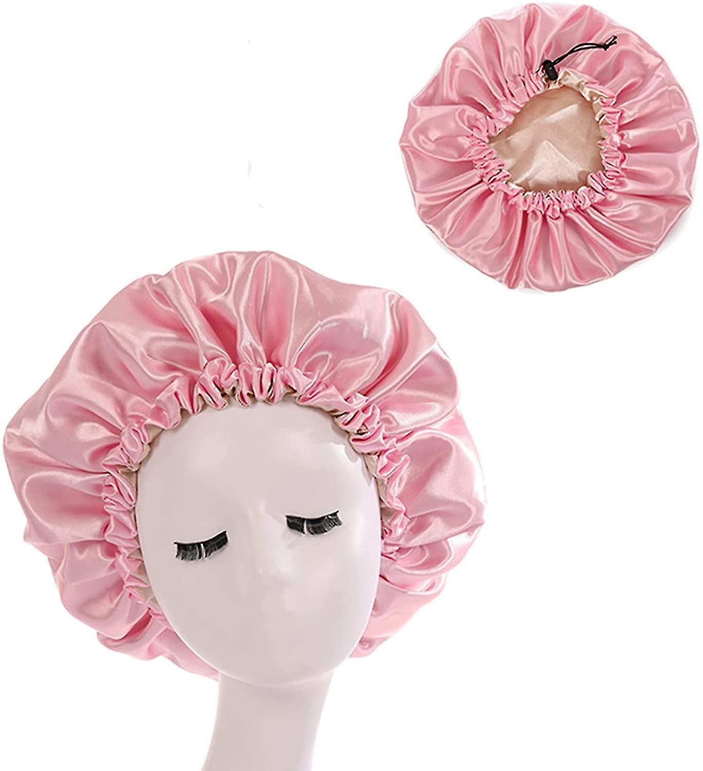 Double Layer Large Sleeping Silk Bonnet,satin Bonnets,sleep Caps,adjustable Satin Bonnets