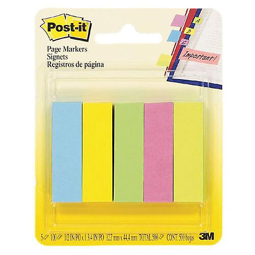 Quality Post it Page Markers 500 Sheets Pad of 100 Assorted Bright Colors
