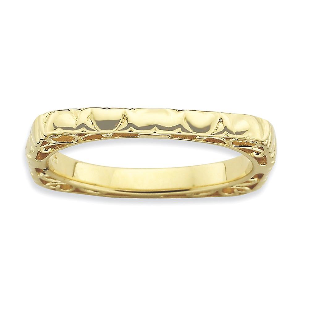 2.25mm 925 Sterling Silver Stackable Polished Gold PlatedSquare Ring-Stackable-Ring for Women - Ring Size: 5 to 10