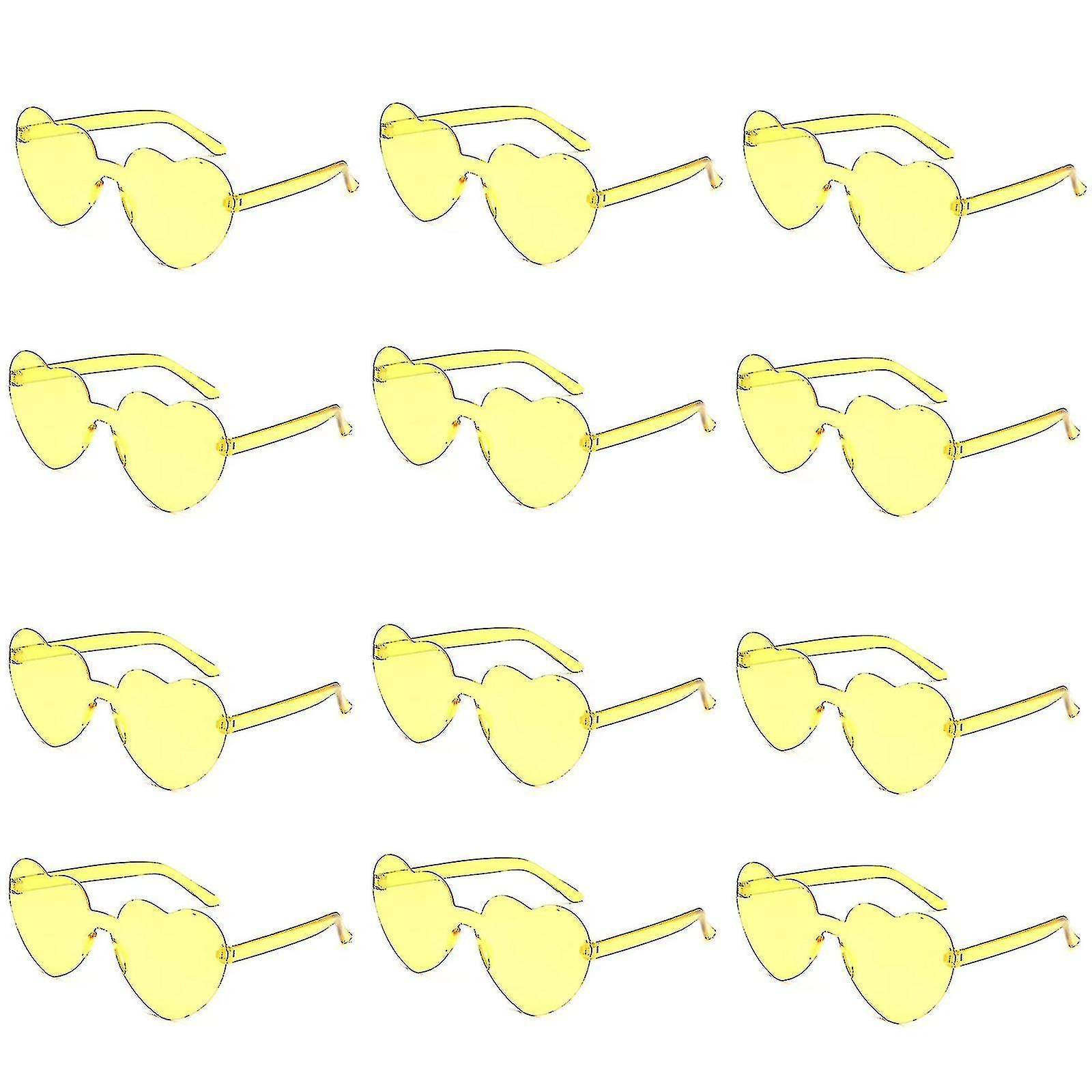 12pcs Heart Sunglasses For Women Transparent Heart Shaped Sunglasses Bulk Fun Sunglasses Pack For Party Favor-r