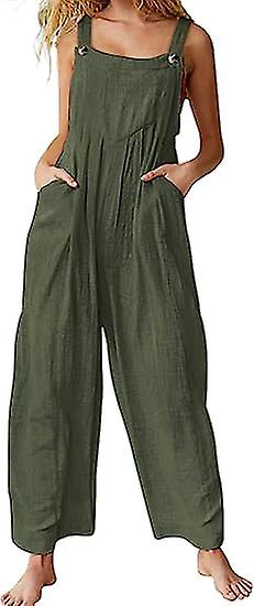 Women's Casual Jumpsuits Baggy Rompers Adjustable Straps Wide Leg Overalls With Pockets Pq2