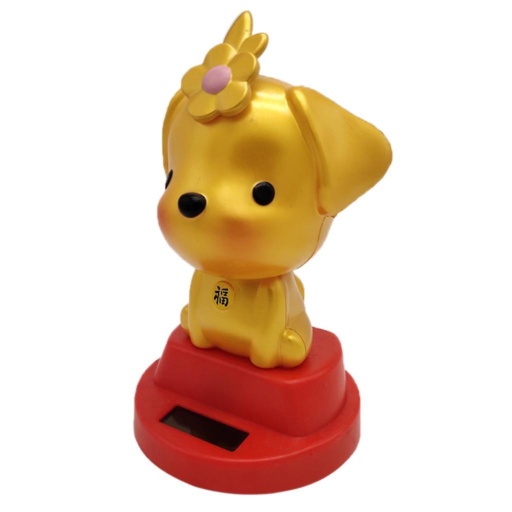 تعمل بالطاقة الشمسية الرقص الكرتون الحيوان سوينغ الرقم لعبة ديكور السيارة الكلب الذهب