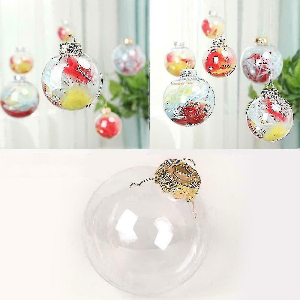 1/5/10 Pcs Clear Plastic Ball Baubles Sphere Fillable Christmas Diy Ornament Xmas Decor