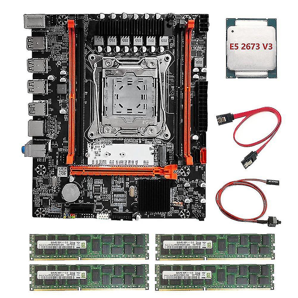 X99h Motherboard+e5 2673 V3 Cpu+4x4g Ddr3 Ram+switch/sata Line Lga2011-v3 Ddr3x4 Ecc Ram Slot M.2 N