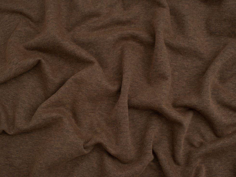 Melange Polycotton Fleece Back Sweatshirt Stretch Fabric Earth Brown - per metre