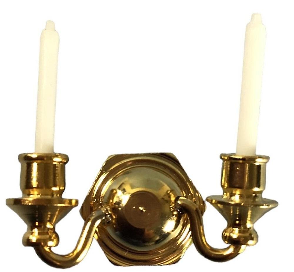 Dolls House Candle Wall Sconce Gold Non Working Miniature Light 1:12 Accessory