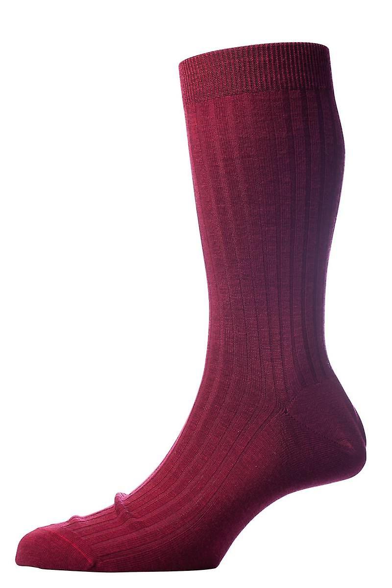 Pantherella Laburnum Rib Merino Wool Socks - Wine