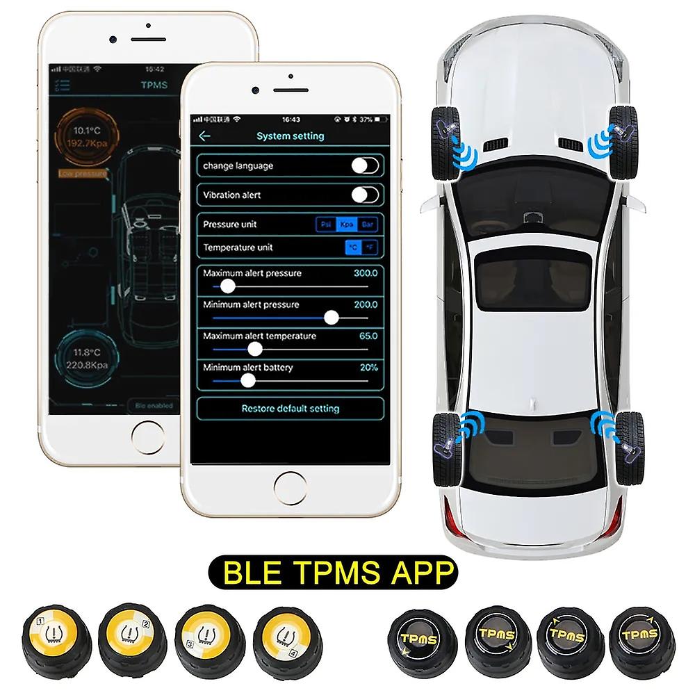 Tire Pressure Detector Capteur de pression des pneus de voiture Universel étanche Bluetooth 4.0 5.0