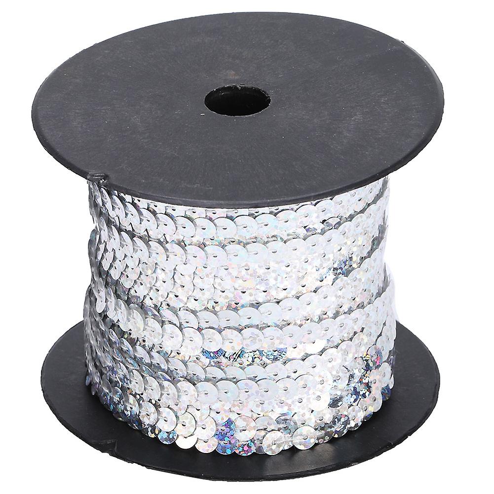 100 Yard Plastic Resin Sequins Rope 6mm Decorative Accessory Laser Silver(Laser Silver 100 Yard Roll)