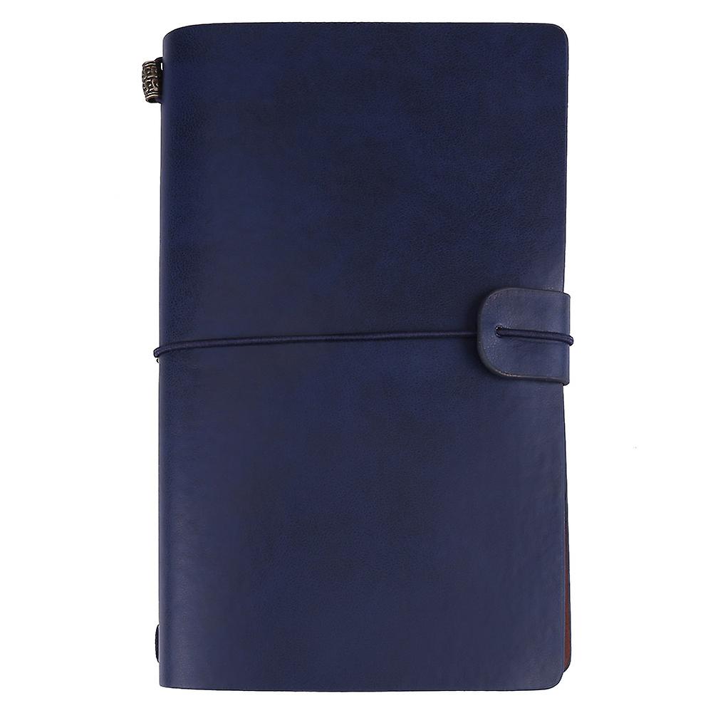 Dark Blue PU Leather Travel Notebook: Personalized Journal Diary with Refillable Notepad