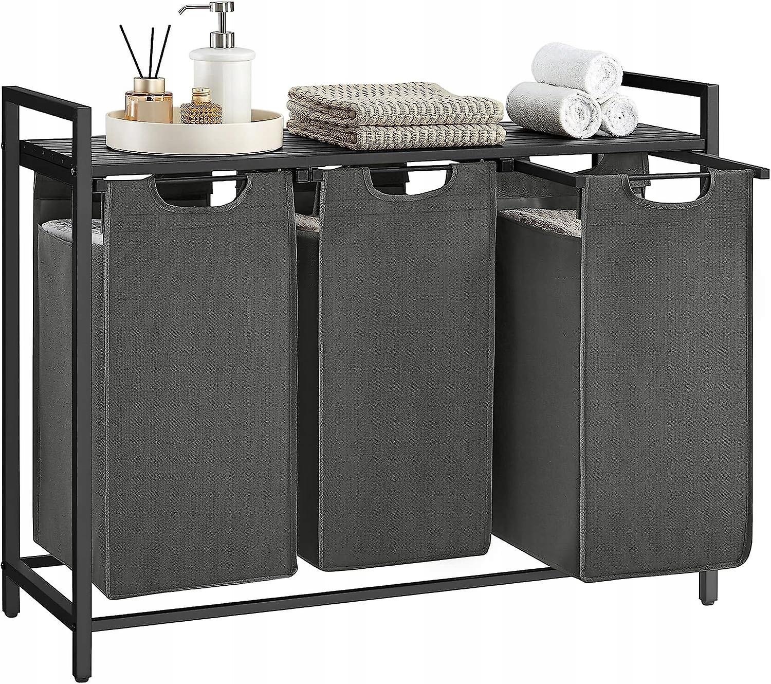 Badkamerkast met wasmand - 85 cm - Grijs