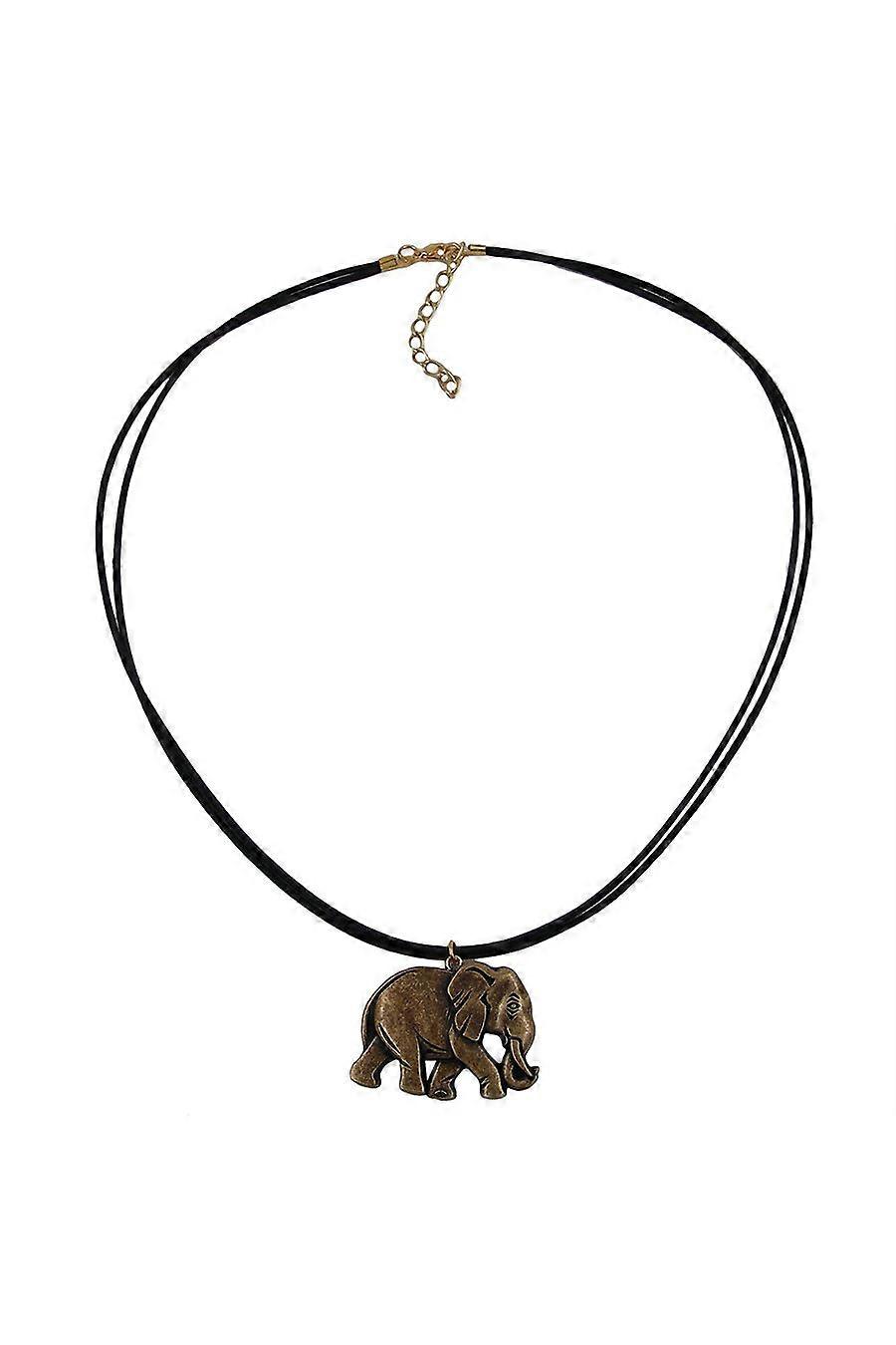 Necklace Elephant Black-gold-coloured - Gl00468