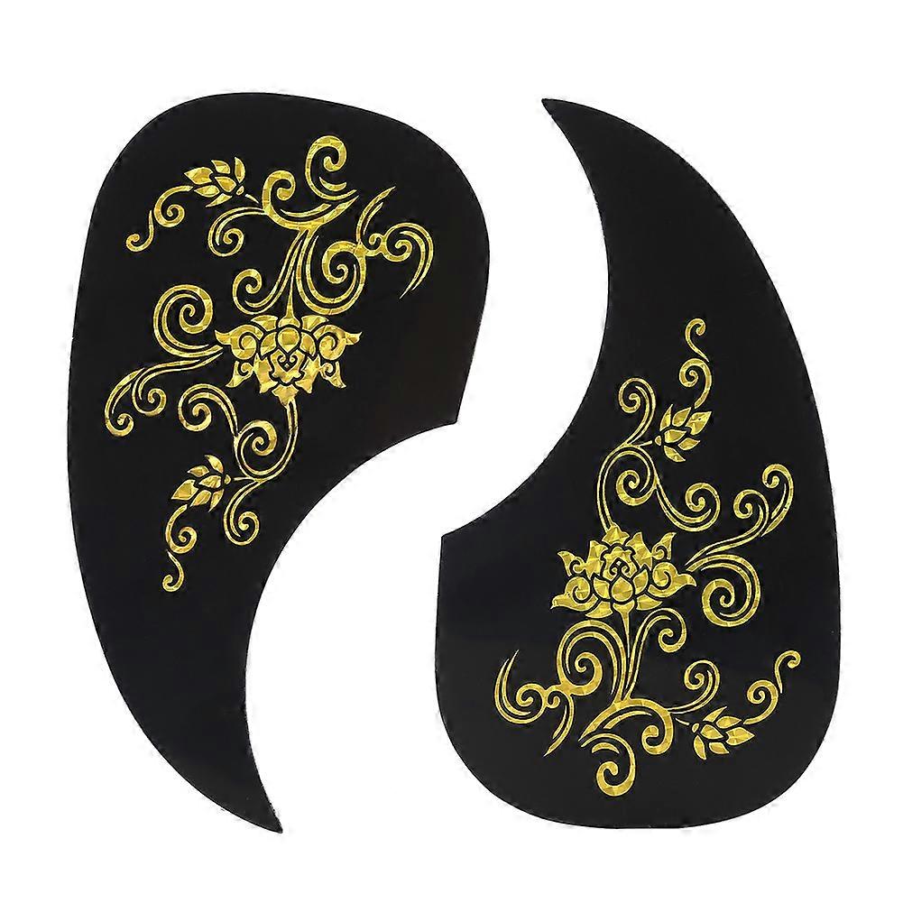 2 Pack Acoustic Guitar Pickguard Comma Stickers (Gold Vine)