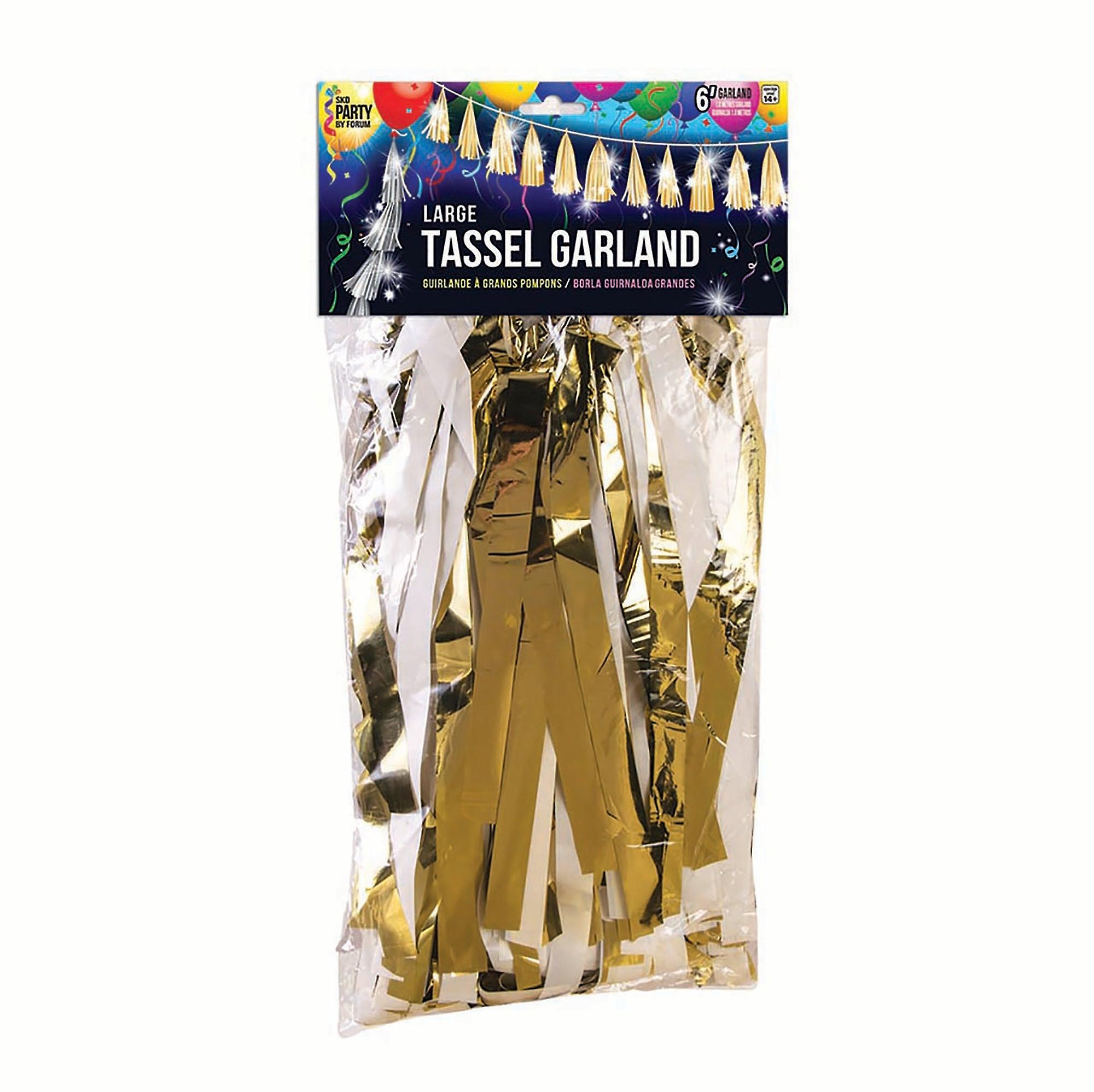 Balloon Tassels Large Gold & White Met Sk97204