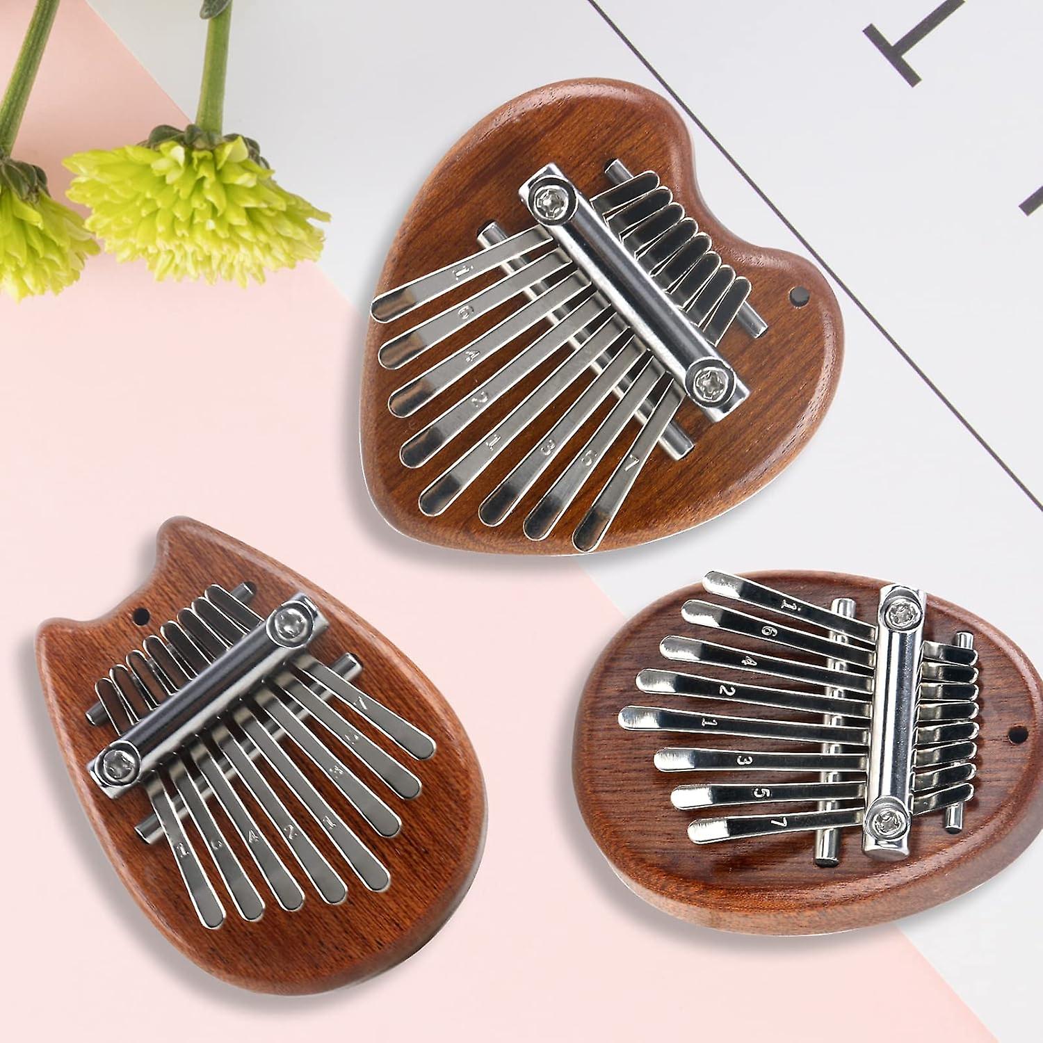 Set of 3 Thumb Piano Kalimba, 8 Key Mbira Finger Piano Portable M