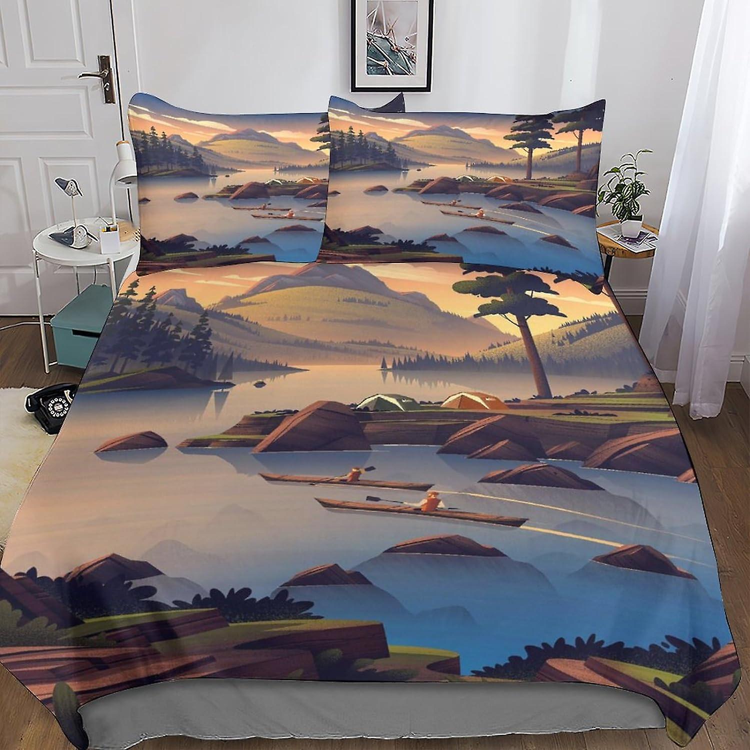 3D Printed Geometric Patterns Duvet Cover Set Artistic Innovations Bedding Set, Soft Microfibre, 2 Pillowcases, Hidden Zip,