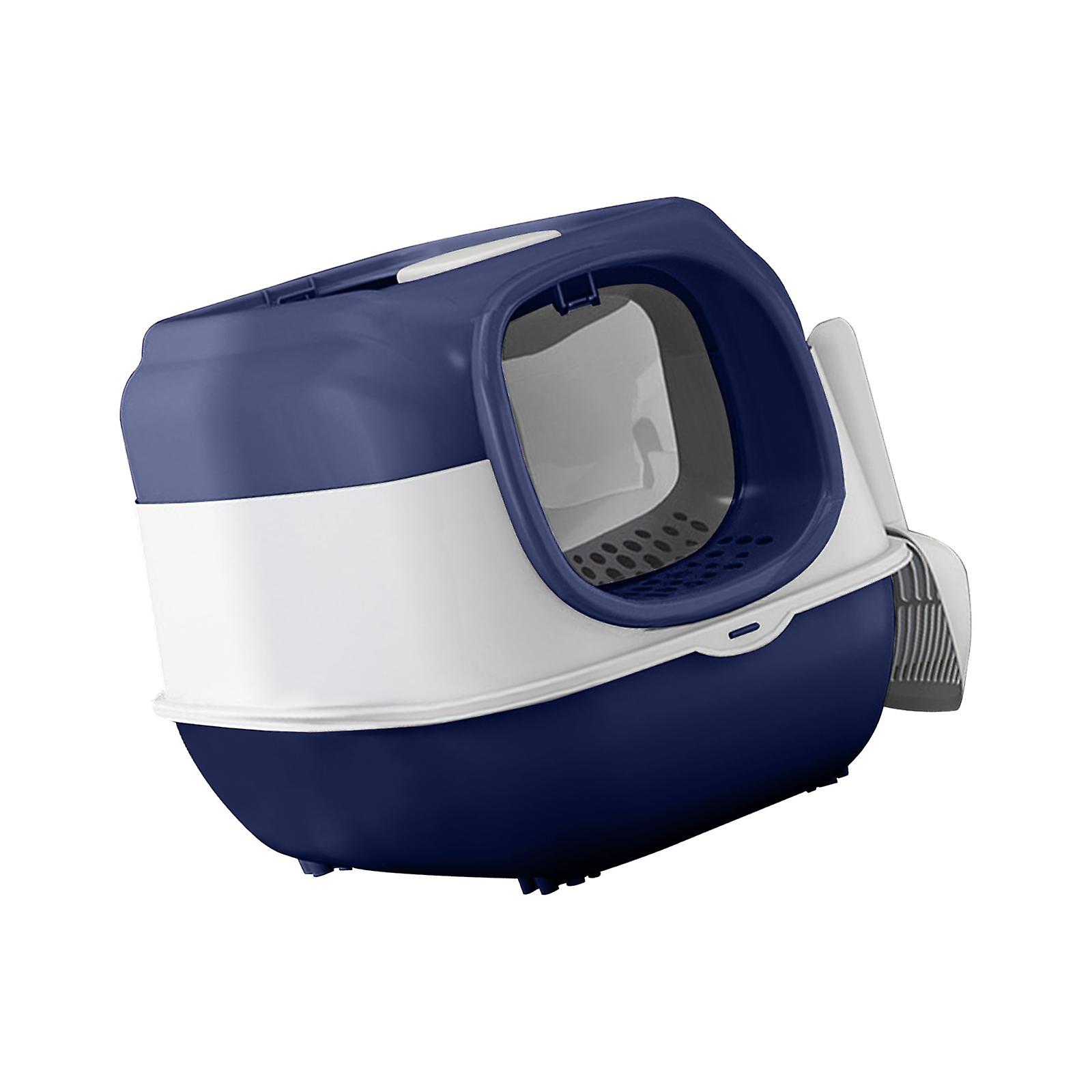 Hooded Cat Litter Box with Lid Sturdy Portable Large Pet Litter Box with Lid Gray