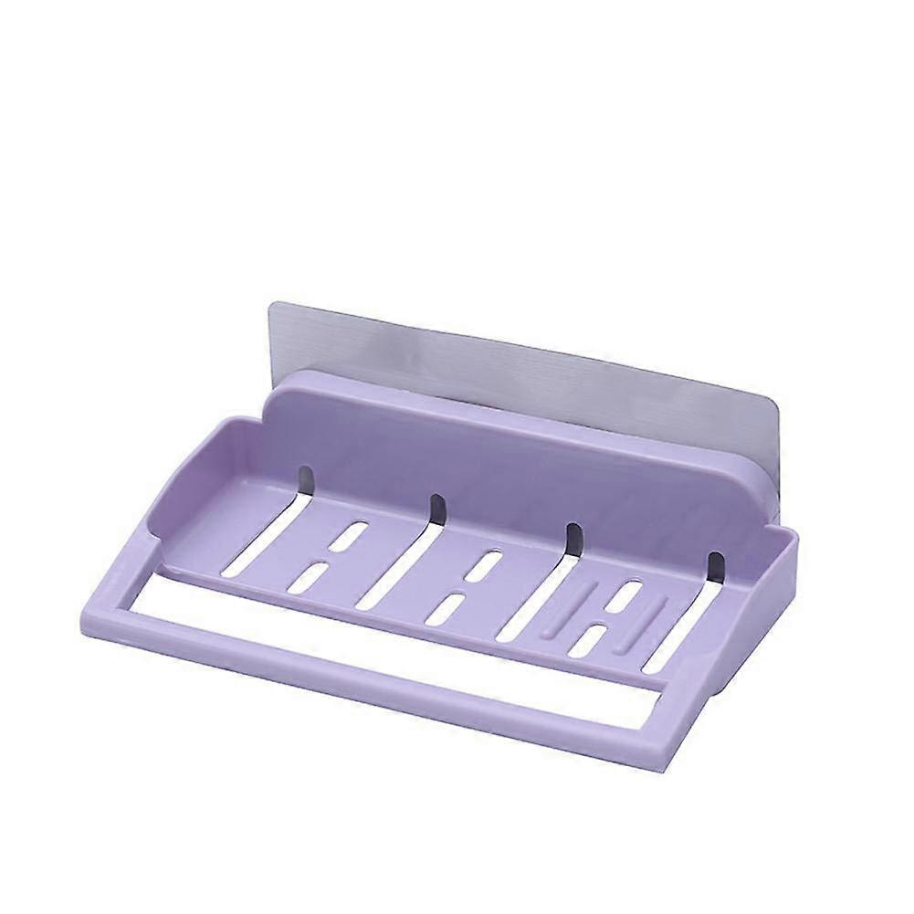 Plastic Adhesive Wall Storage Box Rack Space-Saving Kitchen Bathroom Organizer Holder(Purple)