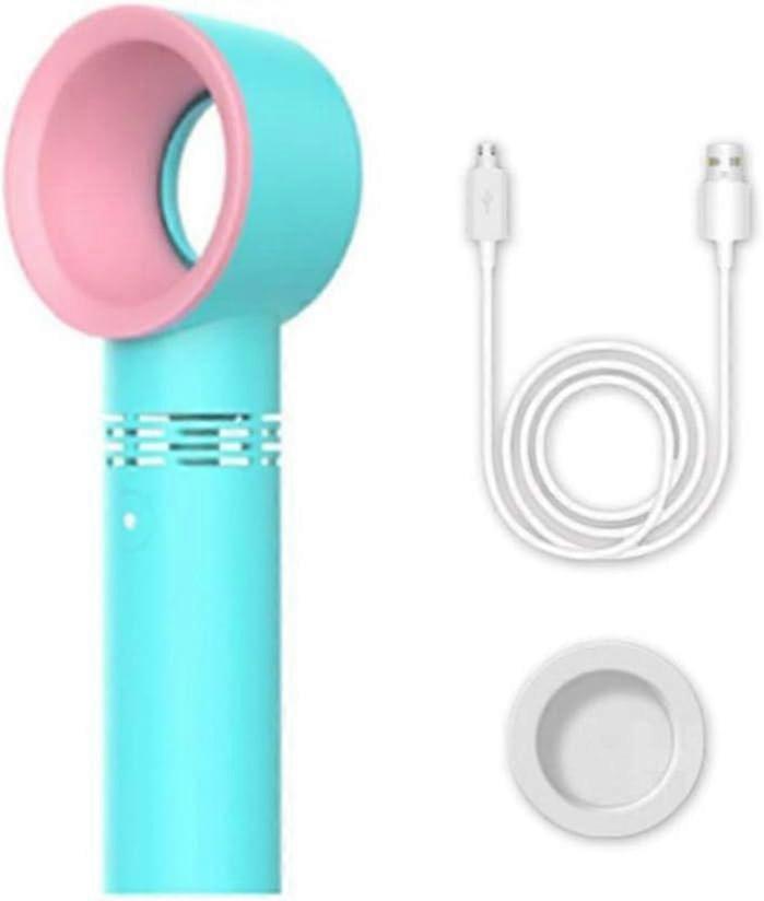 USB Rechargeable Portable Bladless Fan Handheld Mini Cooler No Leaf Handy Fan with 3 Speed Level LED Indicator