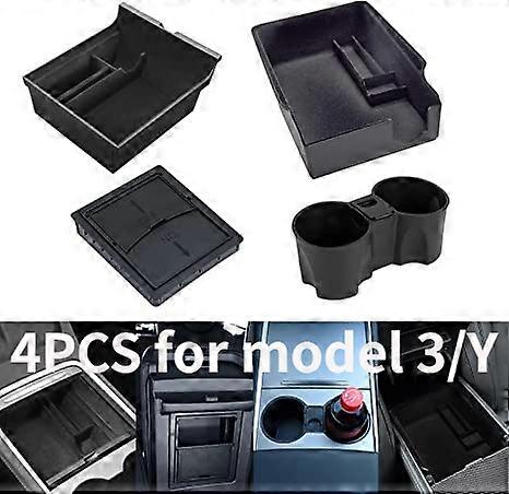 För Tesla Model 3/y bakre mittkonsol Organizer Fackflockning För Tesla Model3 förvaringslåda Model Y-fodral Bilförvaringslåda