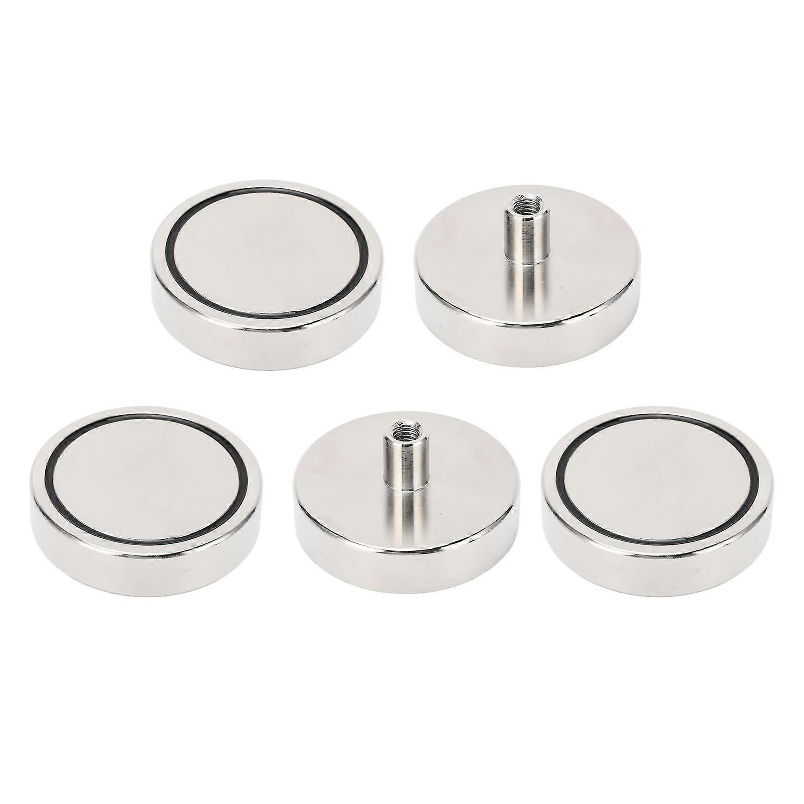 5pcs Pot Magnet 160kg Pulling Force Rust Resistant Neodymium Magnet For Business Workshop Silver
