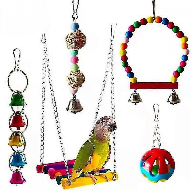 Safe Non-Toxic Bird Toys Combination Set 5PCs Parrot Bite