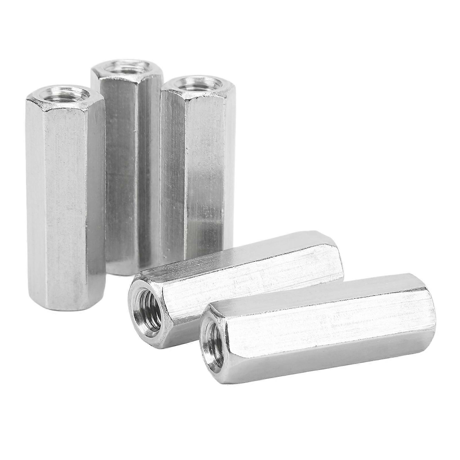 5 Pcs Écrou de couplage hexagonal M12x1.75 L60mm 304 Acier inoxydable Écrous de couplage hexagonal Connecteur de tige filetée