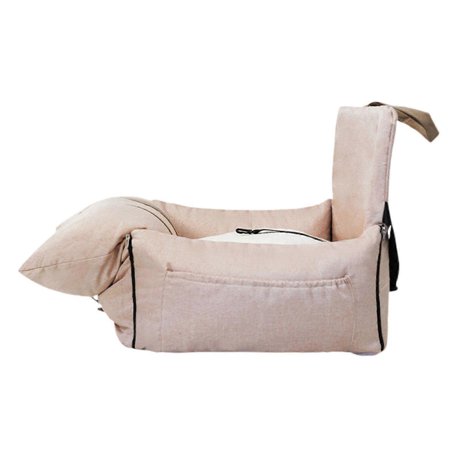 مقعد سيارة الصغير مريح غير قابل للانزلاق للحيوانات الأليفة مقعد السيارة للكلاب القط لوازم الأليفة باللون البيج