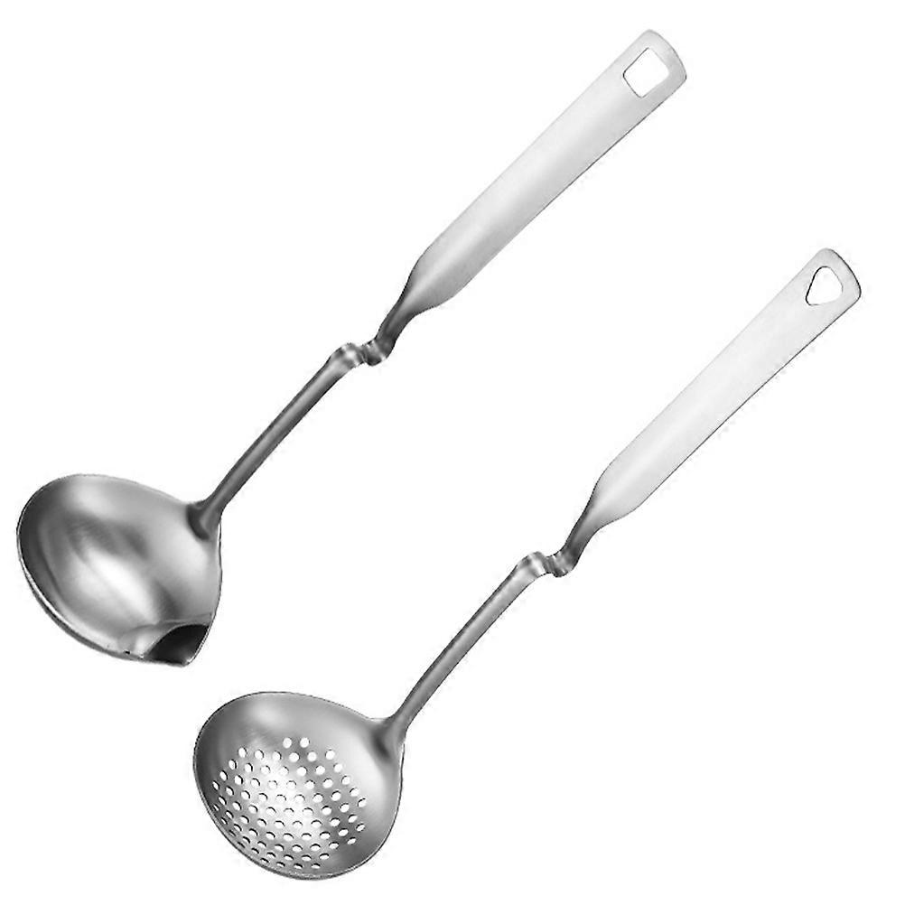 1 Set Stainless Steel Straining Ladle Serving Cooking Skimmer Utensil Spoon for Kit
