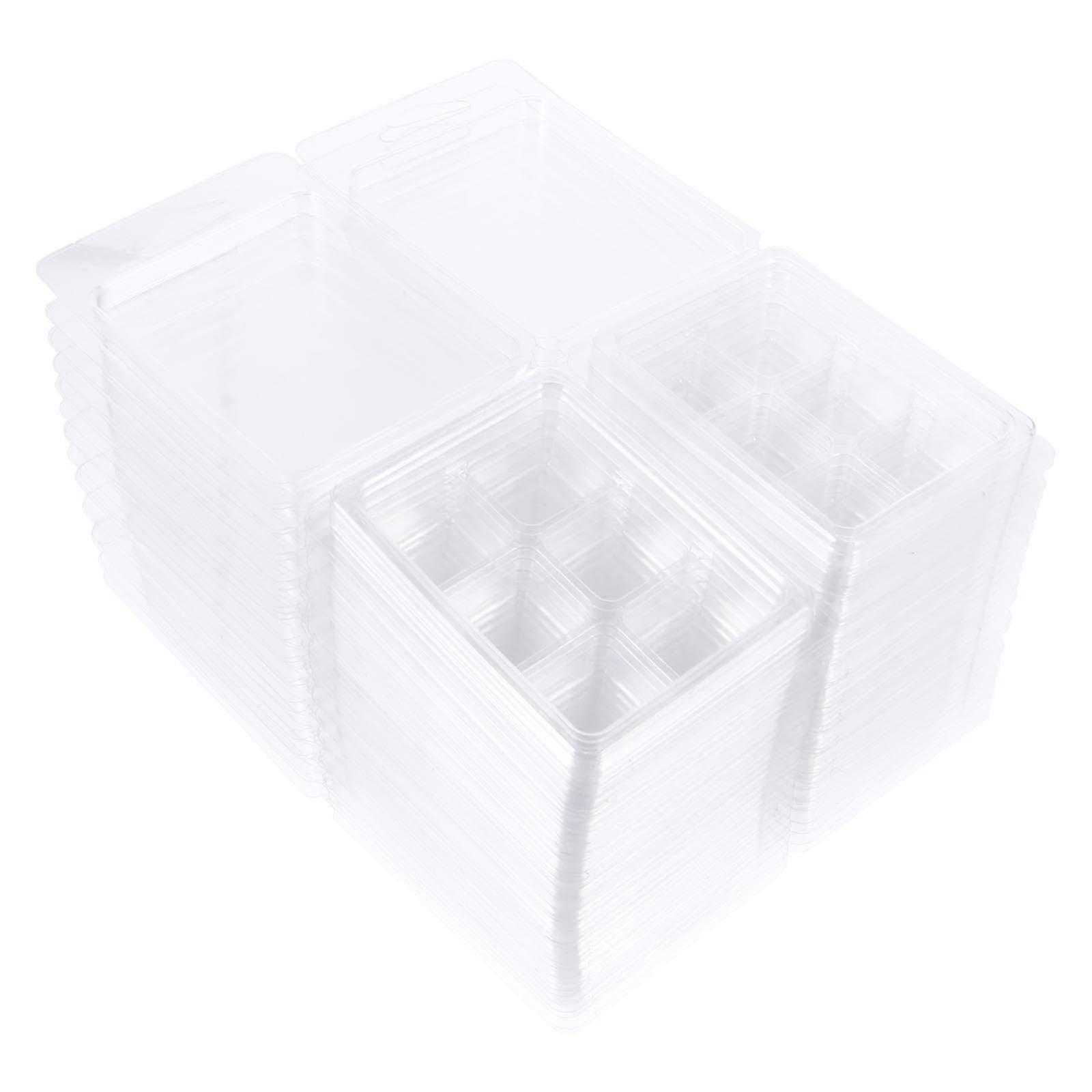 50pcs Wax Melt Clamshell Molds Clear Empty Plastic Cube Tray For Soap Wax