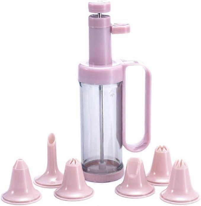 Set pistol ornare prajituri, Plastic, Roz