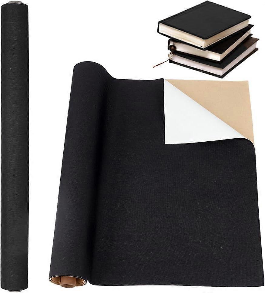 39.4x16.9 Inch Self-adhesive Book Binding Cloth Black Bookcover Fabric Surface with Paper Backed Book Cloth DIY Book Cloth Protective Cover for Book B
