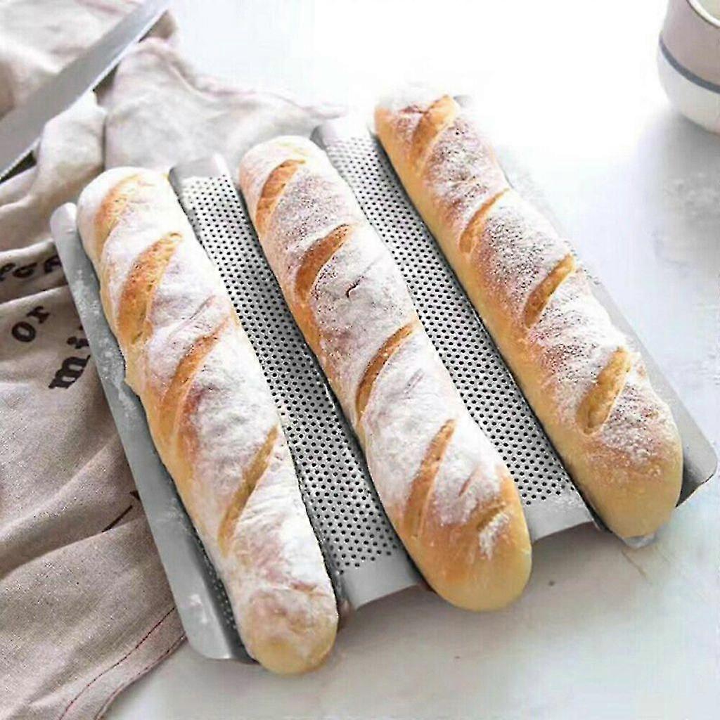 Baguette Baking Tray Baguette Mold With Non-stick Coating -3 Slots Stainless Steel