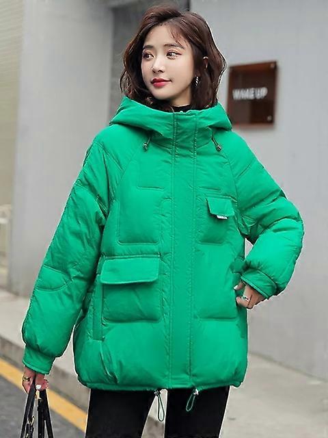 2024 נשים חורף חדשות מעילי פארקס קצרים מעיל דפוס עבה חם עם קפוצ'ון מזדמן בגדי חורף נשיים ז'קט רופף פרקס