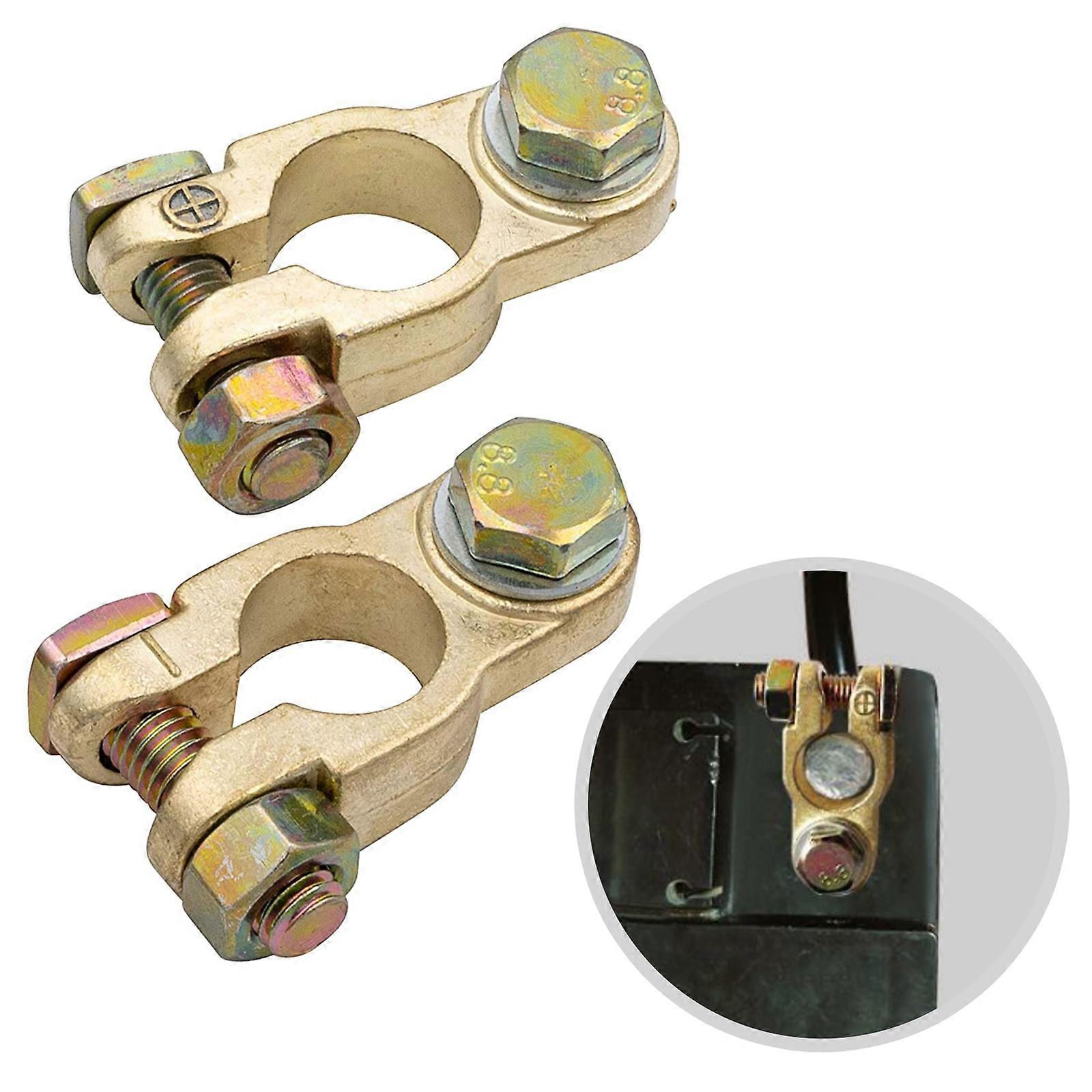 Battery Pole Clamps with Bolt for Car Battery Connector Pole Clamp Universal Connection Terminals for Car Boat Motorhome Caravan