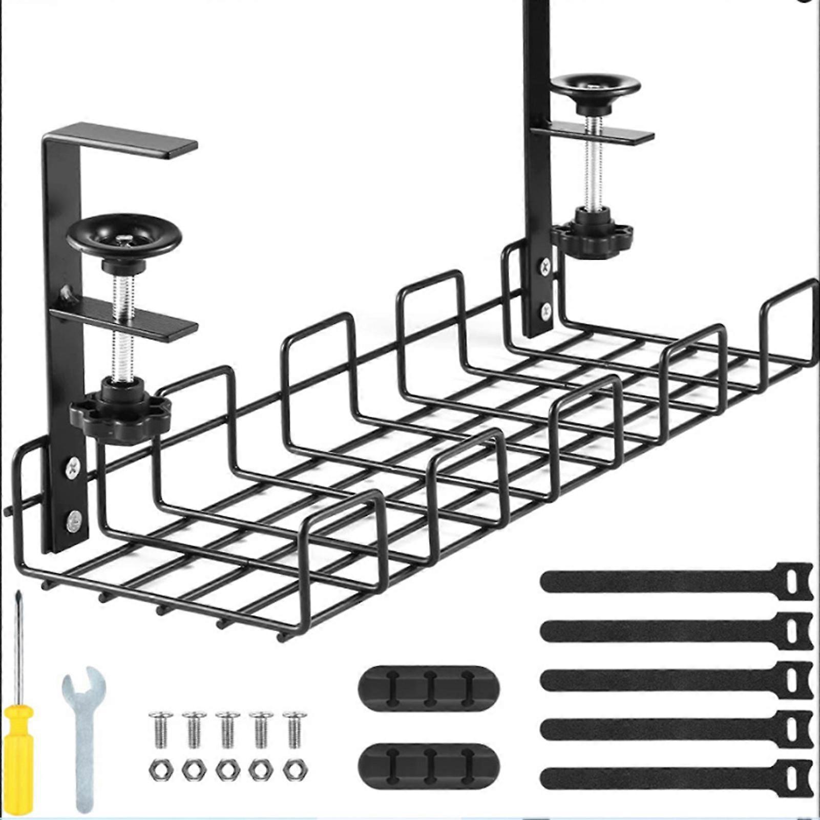 No Drilling Under Desk Cord Basket Solid Rack Wire Organizer Cord Winder for Mobile Phone Computer Wires