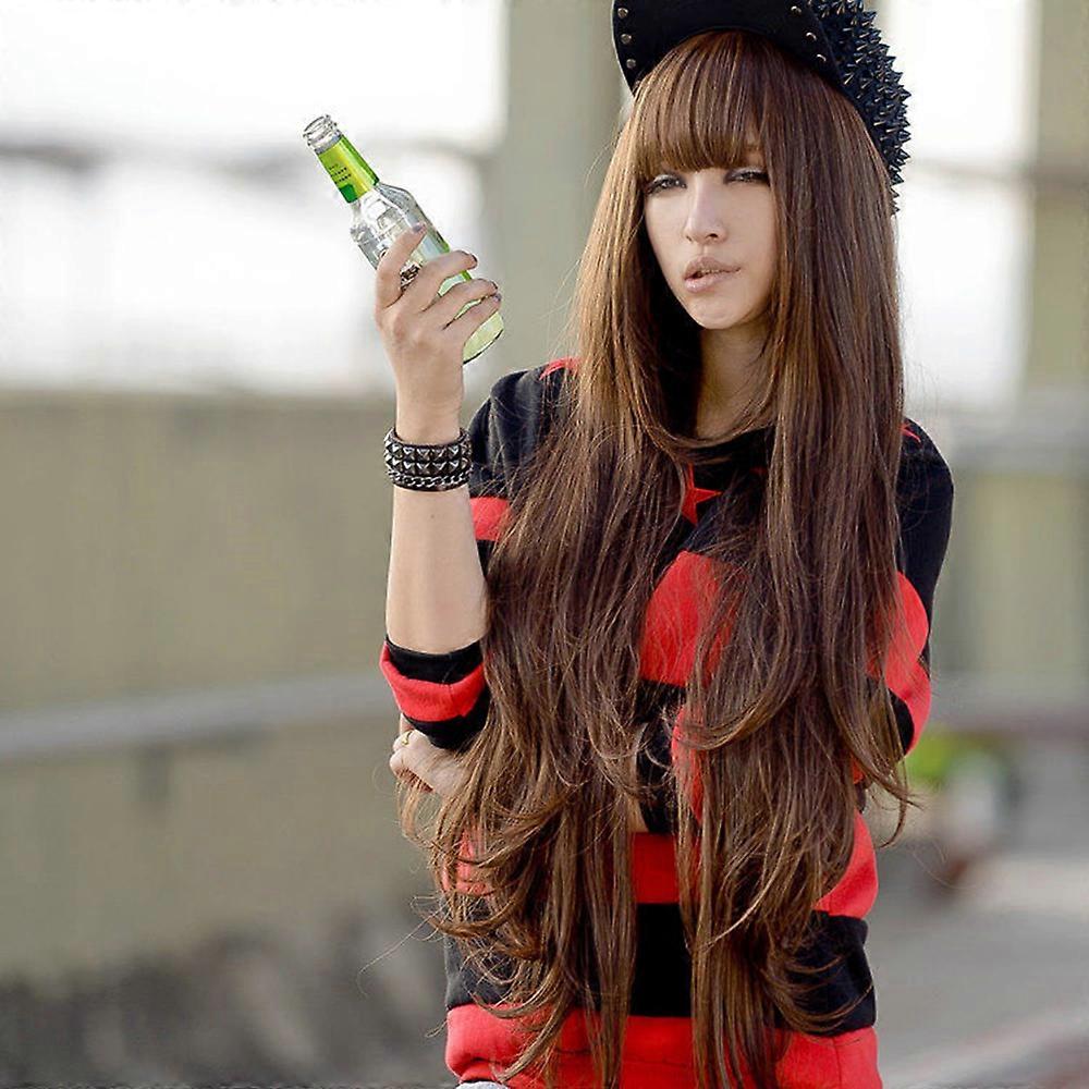Long Curly Wig Hair Extensions with Bangs Fake Hair Fluffy Hair Accessories