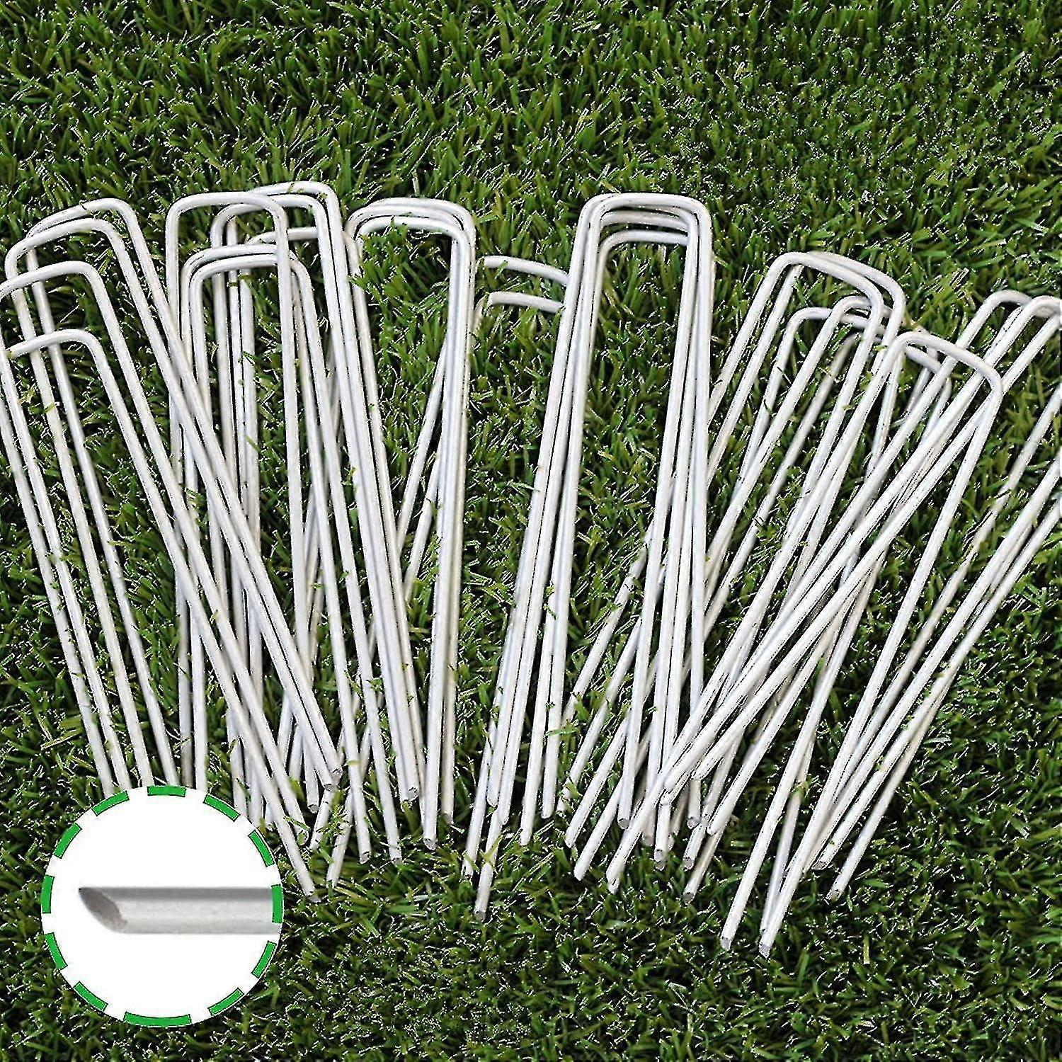 6 polegadas Garden Stakes Galvanized Landscape Staples, U-type Turf Staples for Artificial Grass, Rust Proof Sod Pins Stakes (50 Pcs)