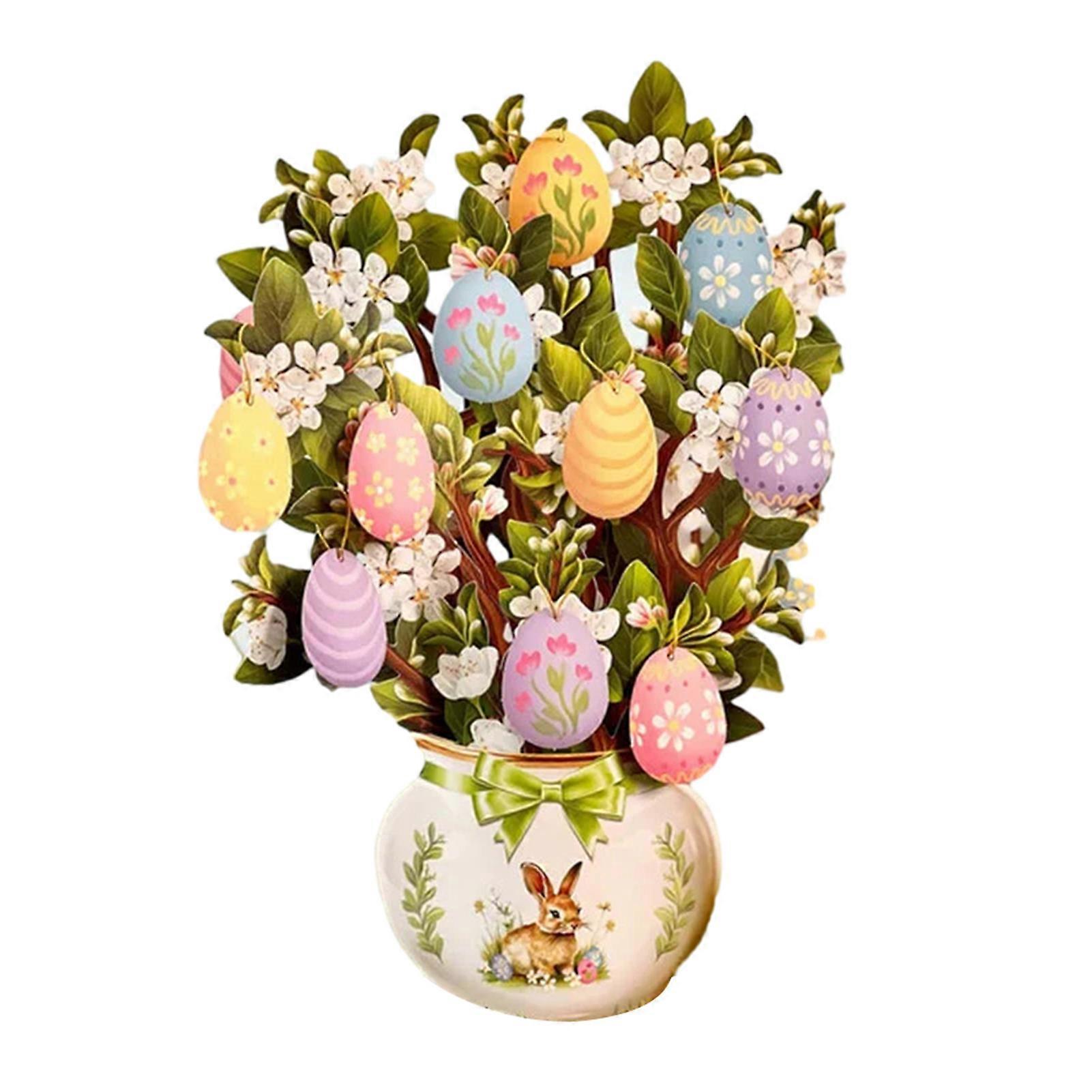 Easter Egg Tree Greeting Card for Desktop Stylish Personalized Paper Card for Living Room Home