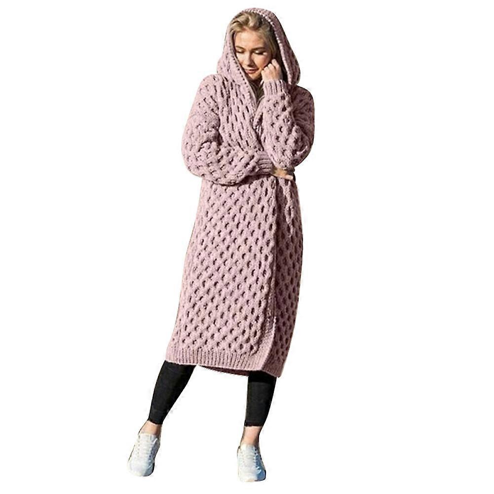 Womens Cardigan Sweater Hoodie Long Blouse Loose Long Sleeve Casual Coat Solid Color