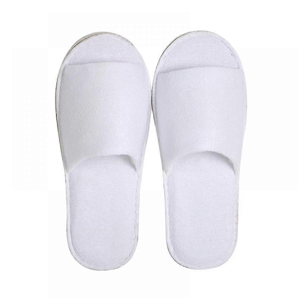 15 Pairs Open Toe Spa Slippers White Spa Hotel Guest Slippers, Fits Most Men And Women