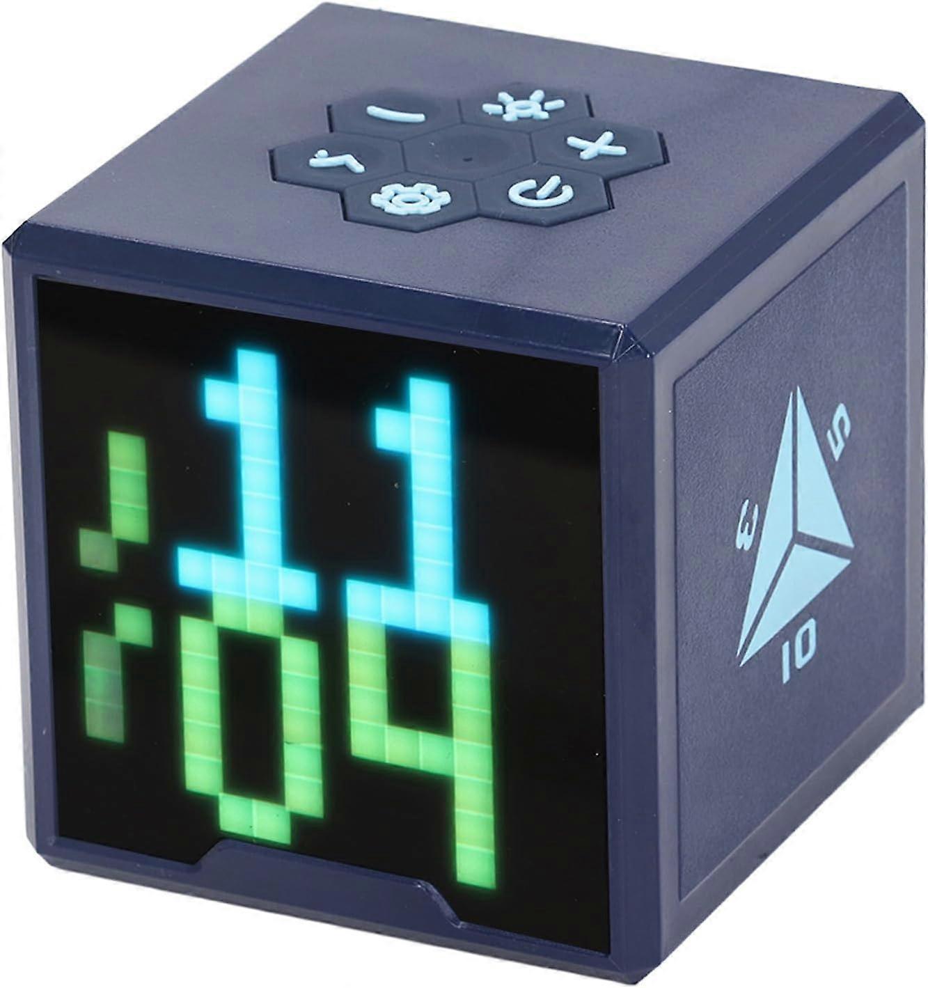 Pixel Art Alarm Clock, Color Screen Digital Alarm Clock Music Rhythm Multifunction Countdown for Bedroom Playroom,2024 Ping
