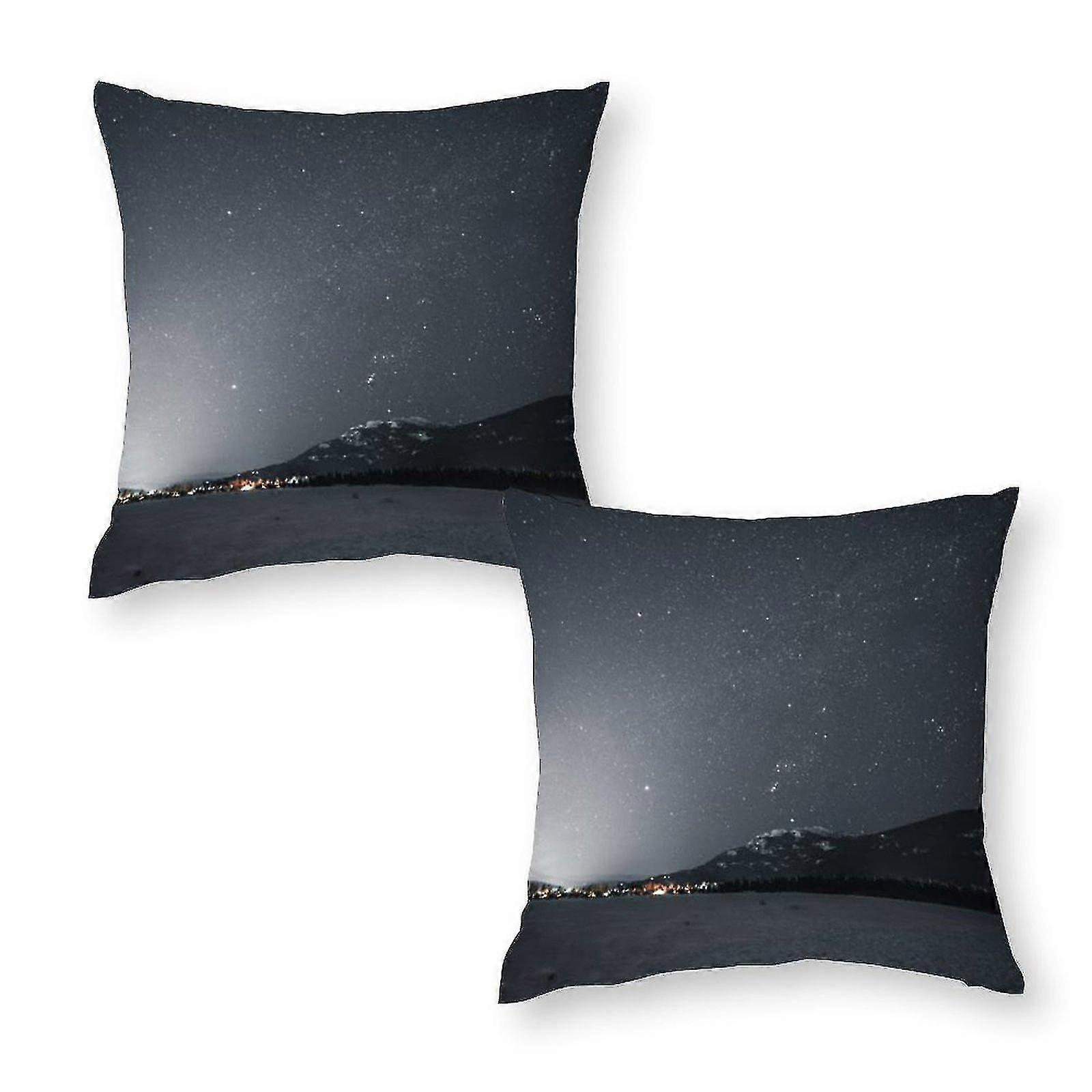 City During Nighttime Throw Pillow Covers Set