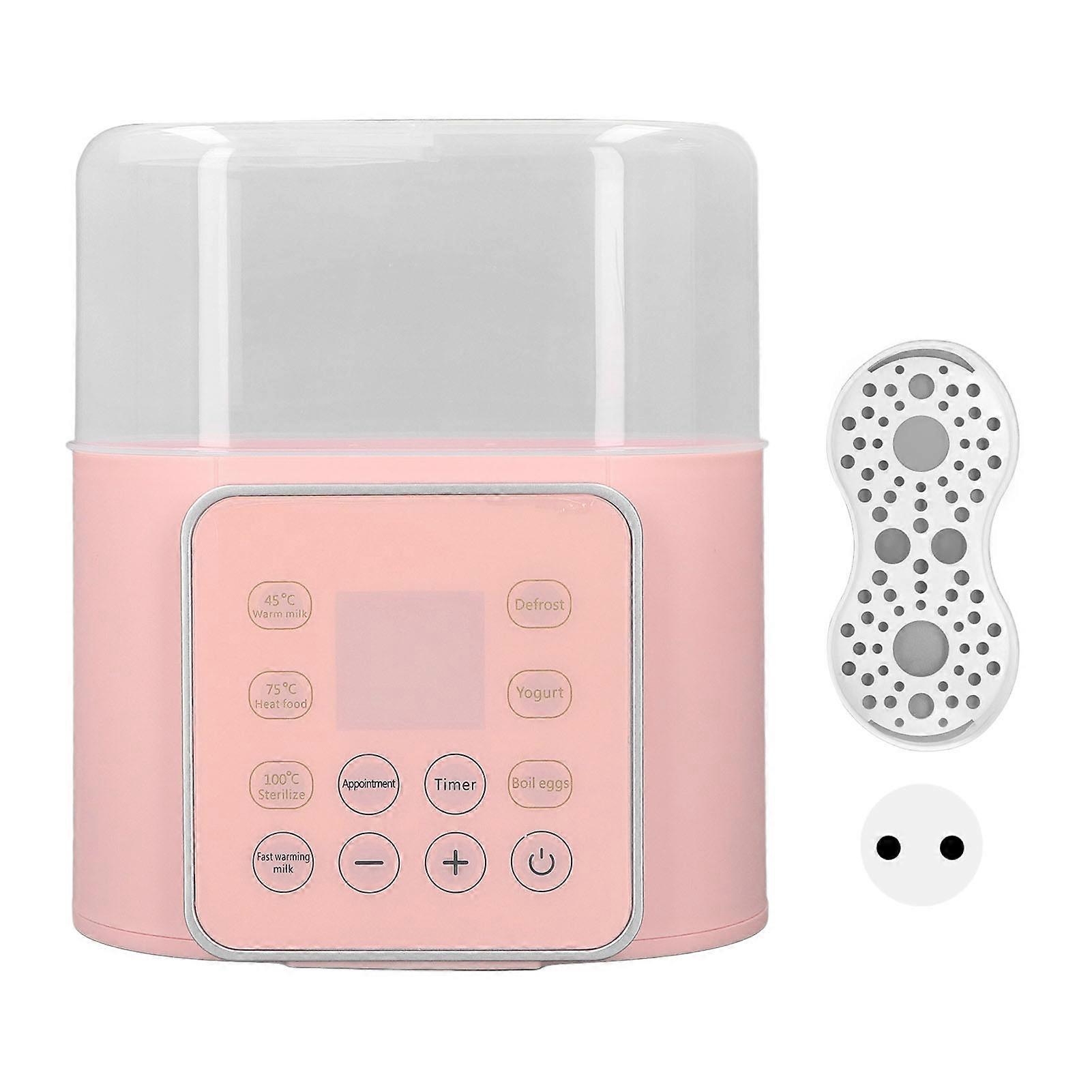 2 In 1 Double Bottle Heater Multi Functional Cleaning Automatic Fast Milk Warmer with Timer Pink EU Plug 220V