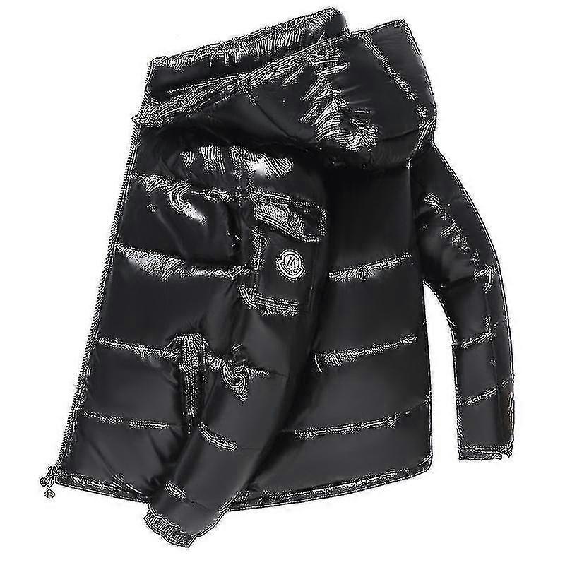 Shiny Down Jacket Men's Winter Jacket Stand Collar Down Jacket With Hood