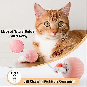 Automatisches Katzen-Ball-Spielzeug - Interaktiv, Mit LED-Lichtern, Klopfen Zum Starten, Pink