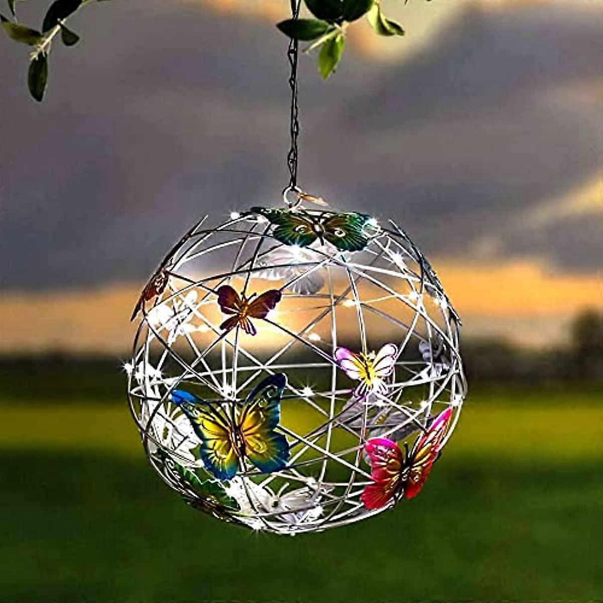 Solar Garten Licht Dekoration Hängende Schmetterling Ball Solar Lichter Outdoor Garten Ornament Aluminium wasserdichte solarbetriebene Laternen