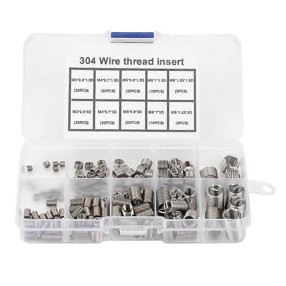 160Pcs  M3/M4/M5/M6/M8  340 Threaded Inserts Stainless Steel Spiral Helical Thread Insertion Kit
