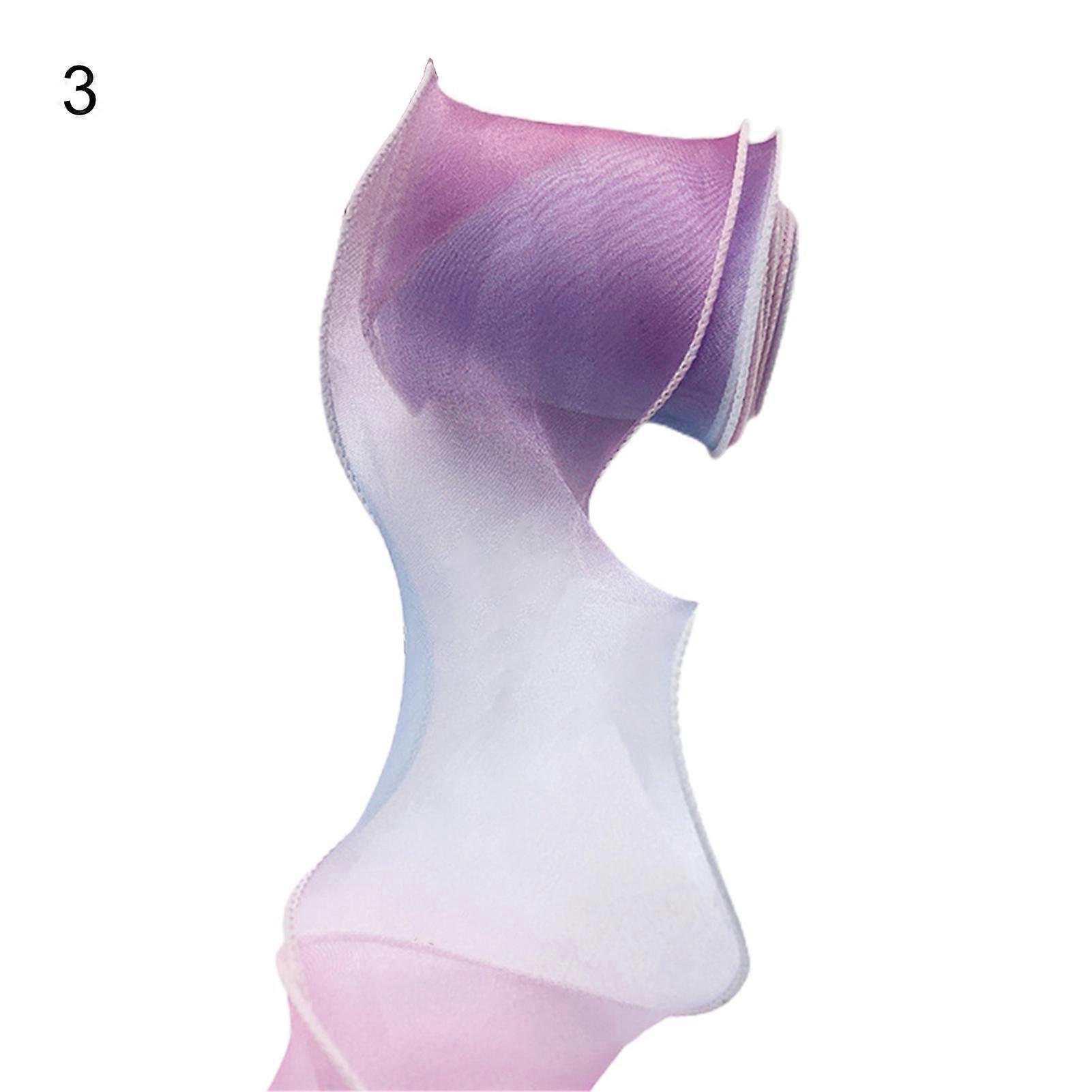 1 Roll Gradient Wrapping Ribbon Colorful Organza Kids Bow-knot Wavy Stain Ribbon for Home