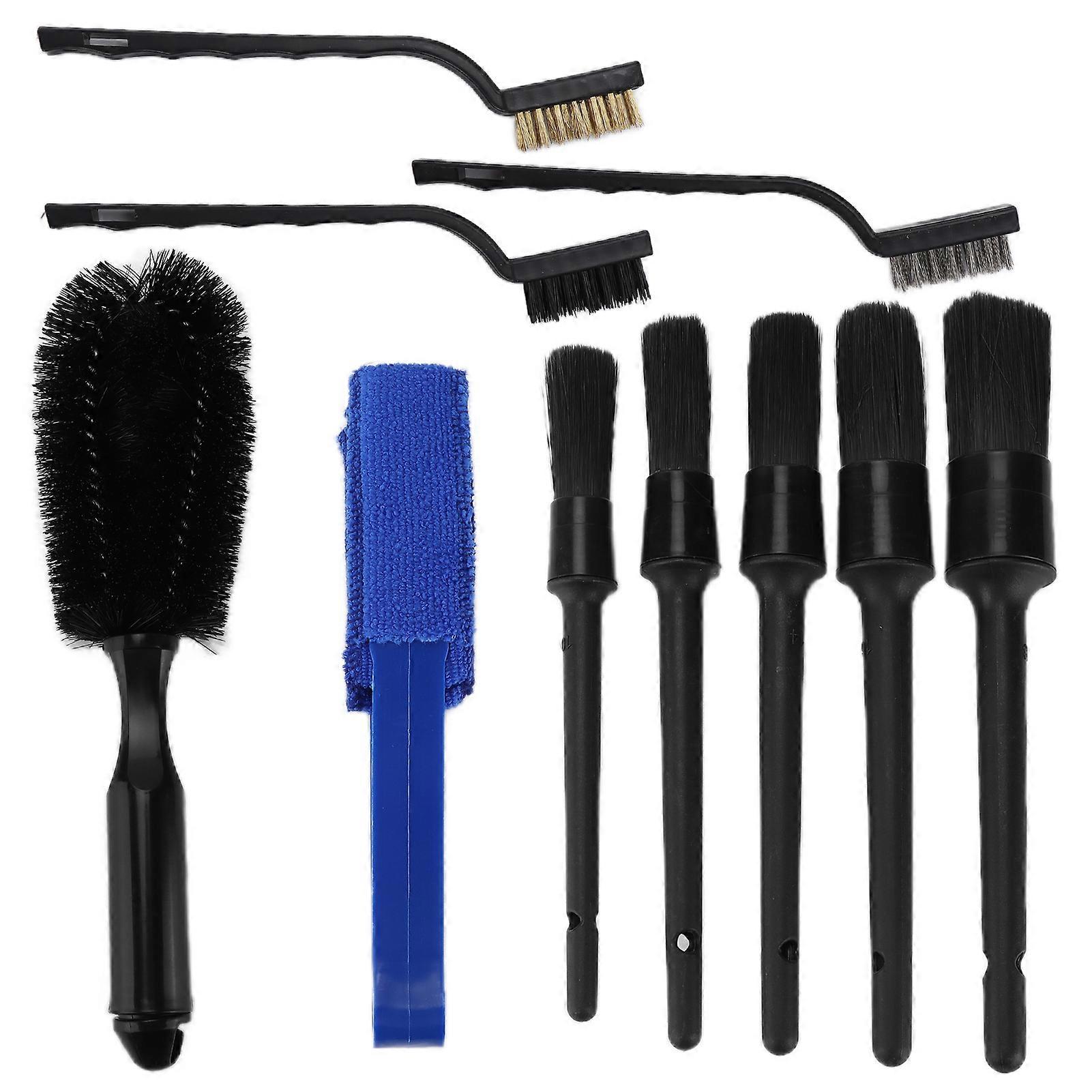 10PCS/Set Car Cleaning Detailing Brush Set Black for Small Cracks Corners Lug Nuts